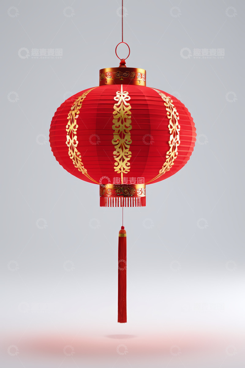 高清大图下载【趣麦麦图】红色中式灯笼特写