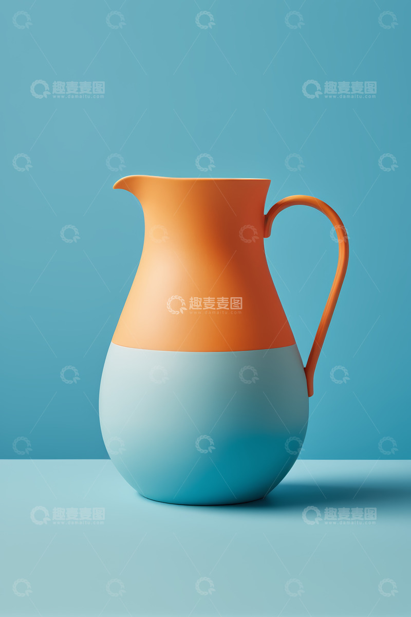 高清大图下载【趣麦麦图】蓝橙配色水壶静物特写