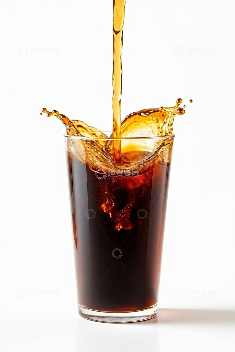高清大图下载【趣麦麦图】可乐倒入玻璃杯瞬间