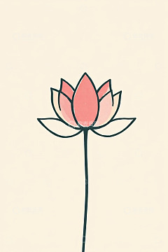简约手绘风格粉色莲花图案