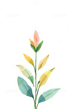 水彩风格植物枝叶素材