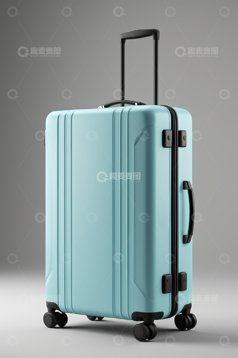 高清大图下载【趣麦麦图】浅蓝色旅行拉杆行李箱