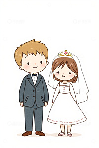 卡通新郎新娘婚礼形象