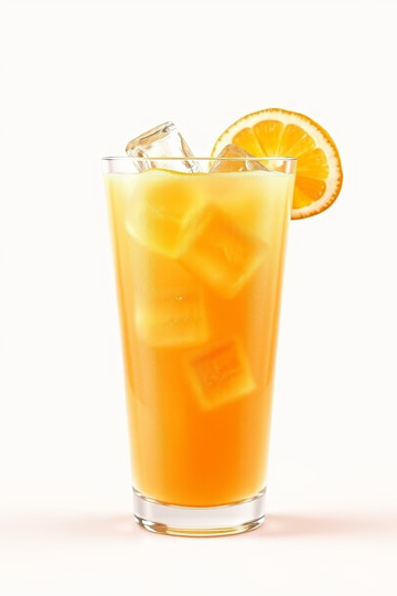 玻璃杯装冰镇橙汁饮品