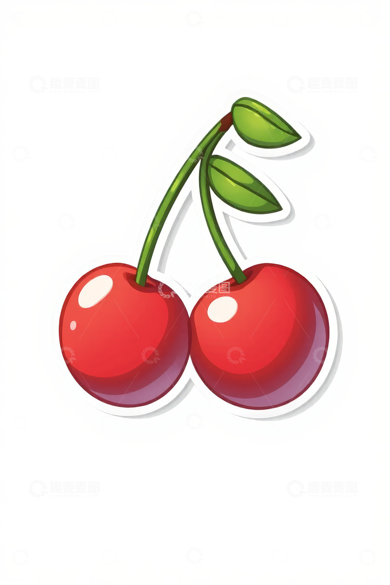 高清大图下载【趣麦麦图】卡通风格双樱桃插画素材