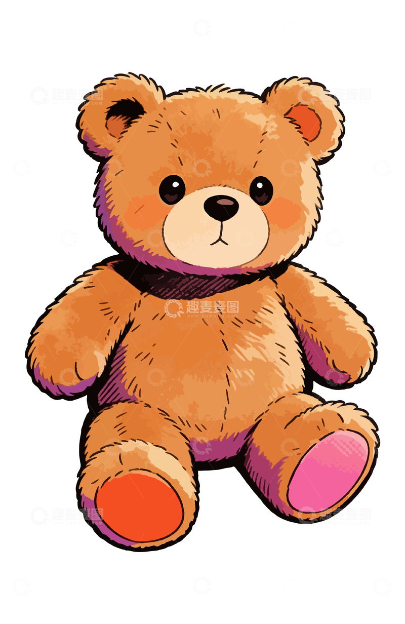 源文件下载【趣麦麦图】卡通棕色泰迪熊插画