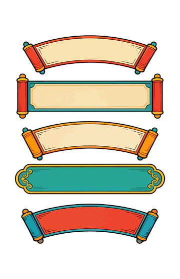 古风卷轴标签设计素材