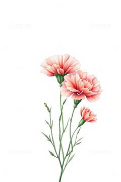 粉色康乃馨花卉插画