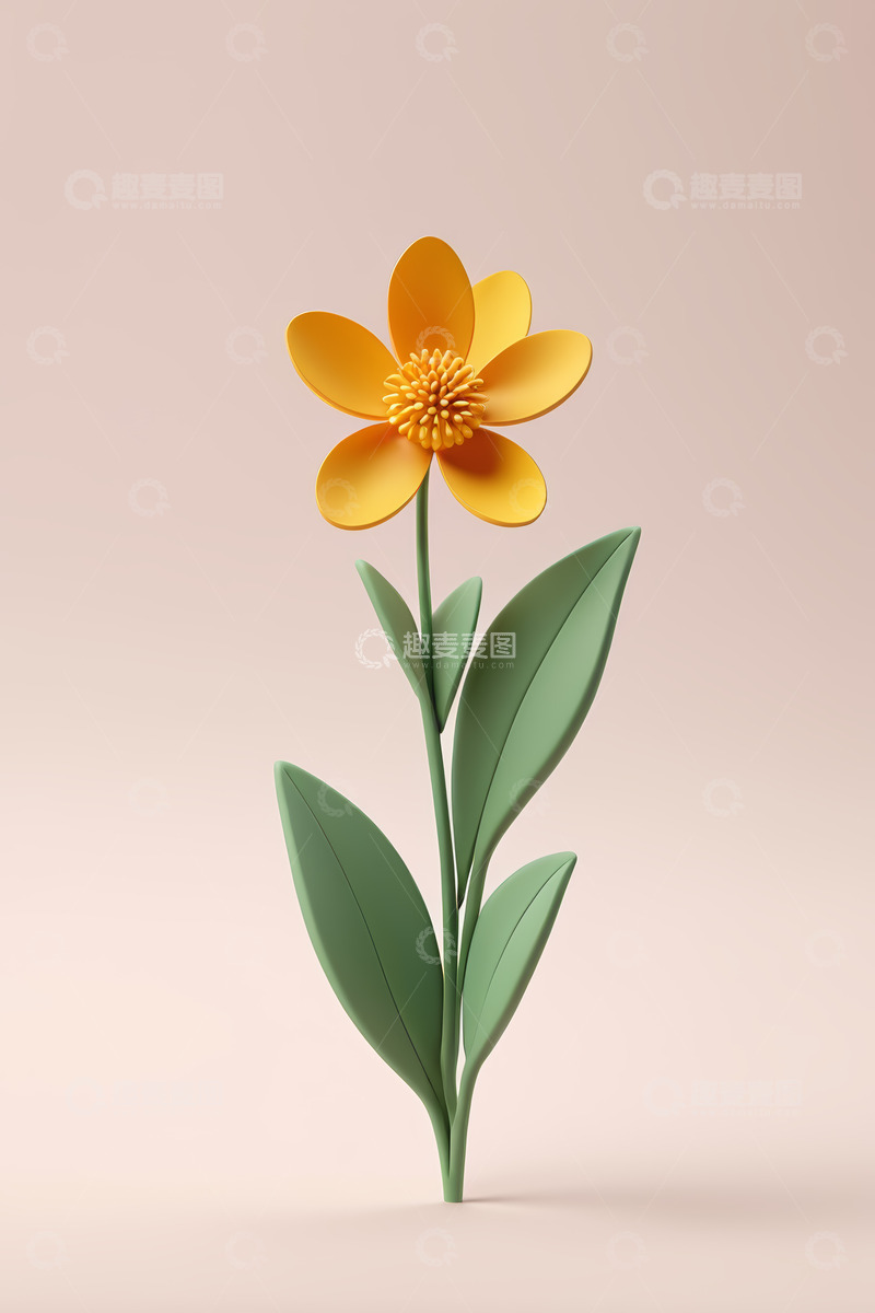 高清大图下载【趣麦麦图】黄色花朵3D模型展示