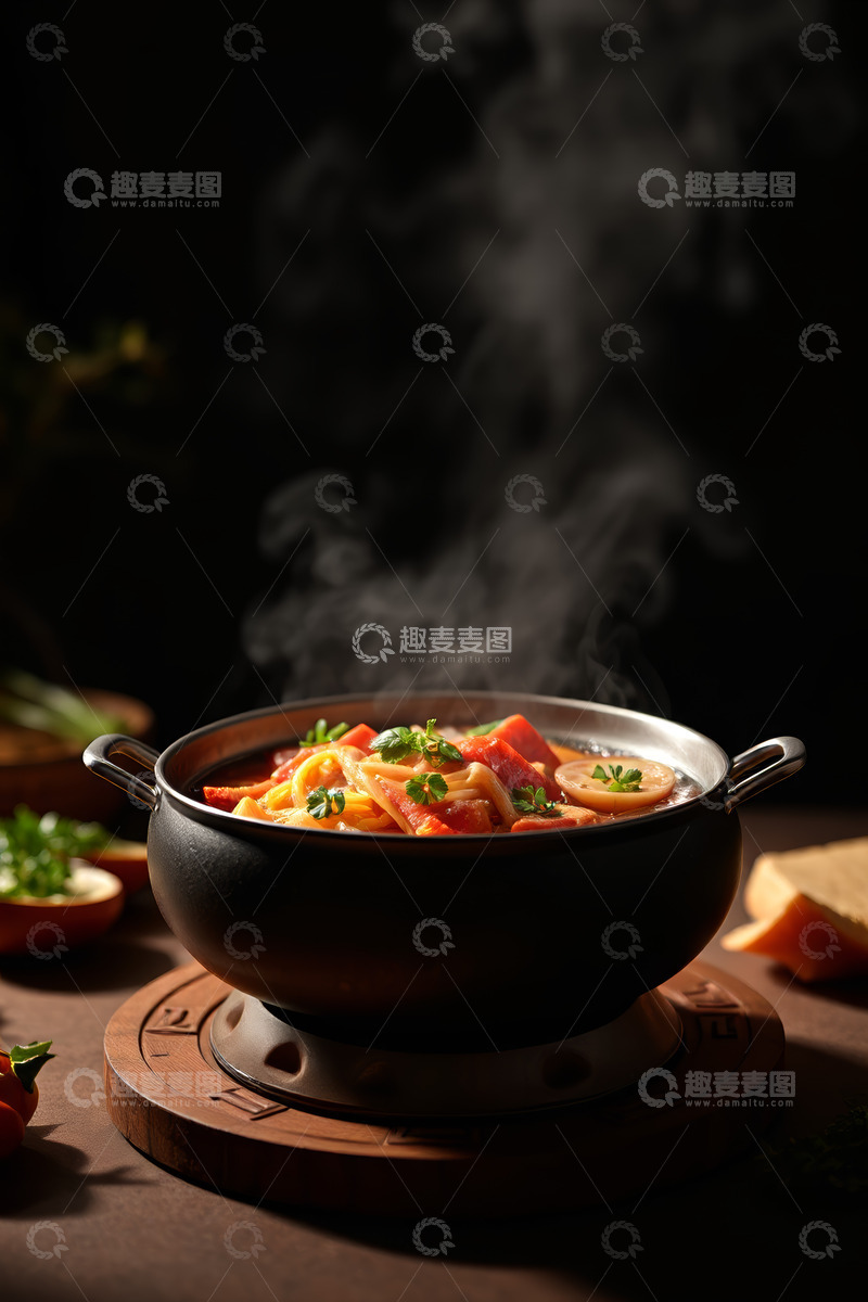 高清大图下载【趣麦麦图】热气腾腾的锅中美食