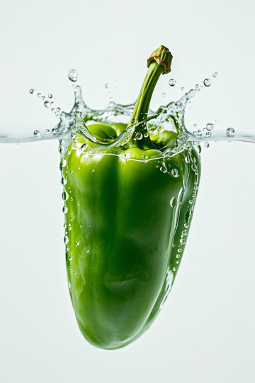 青椒入水瞬间特写