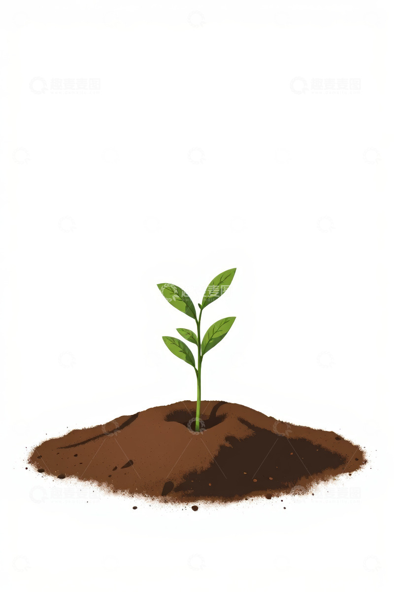 高清大图下载【趣麦麦图】破土而出的绿色幼苗