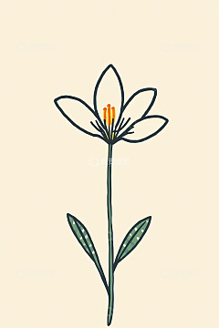 手绘简约花朵插画素材