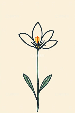 手绘简约花朵插画素材