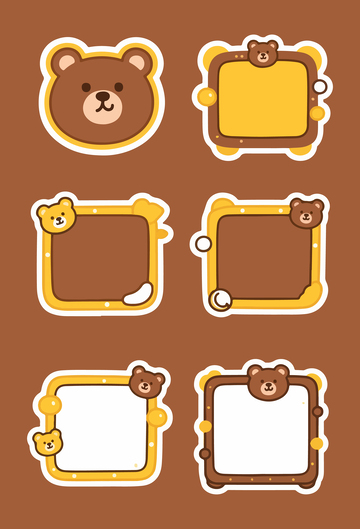 卡通小熊相框贴纸设计素材