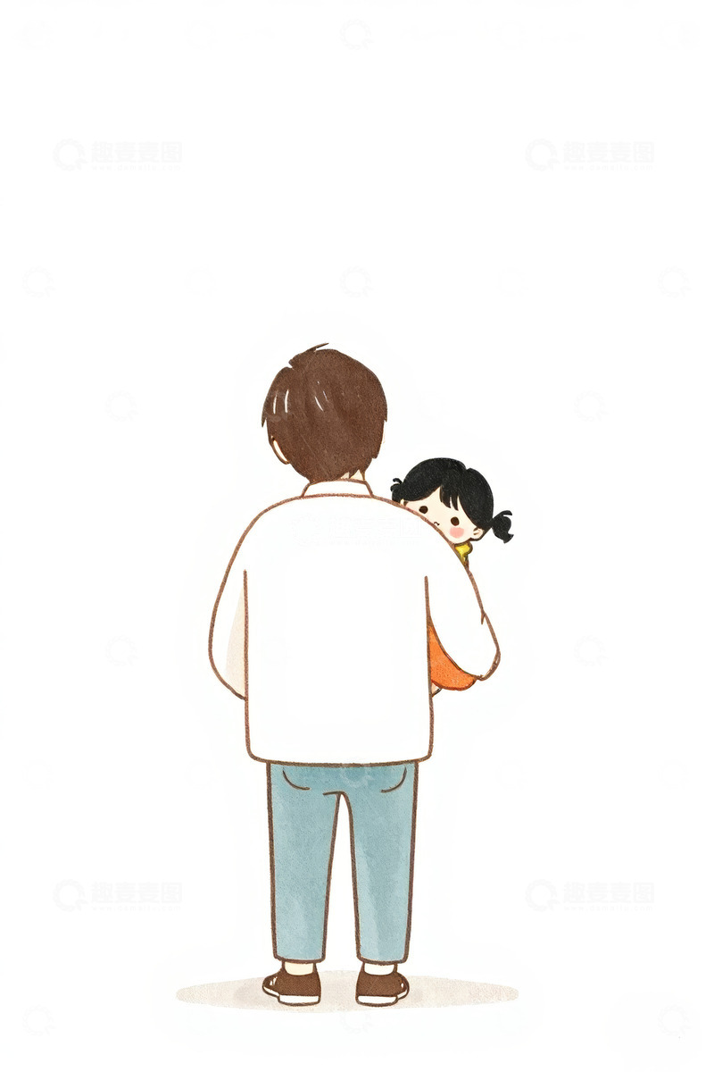 高清大图下载【趣麦麦图】父亲怀抱女儿温馨场景