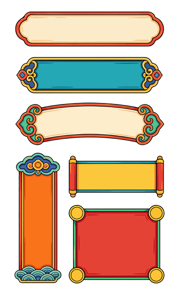 传统中国风卷轴标签设计素材