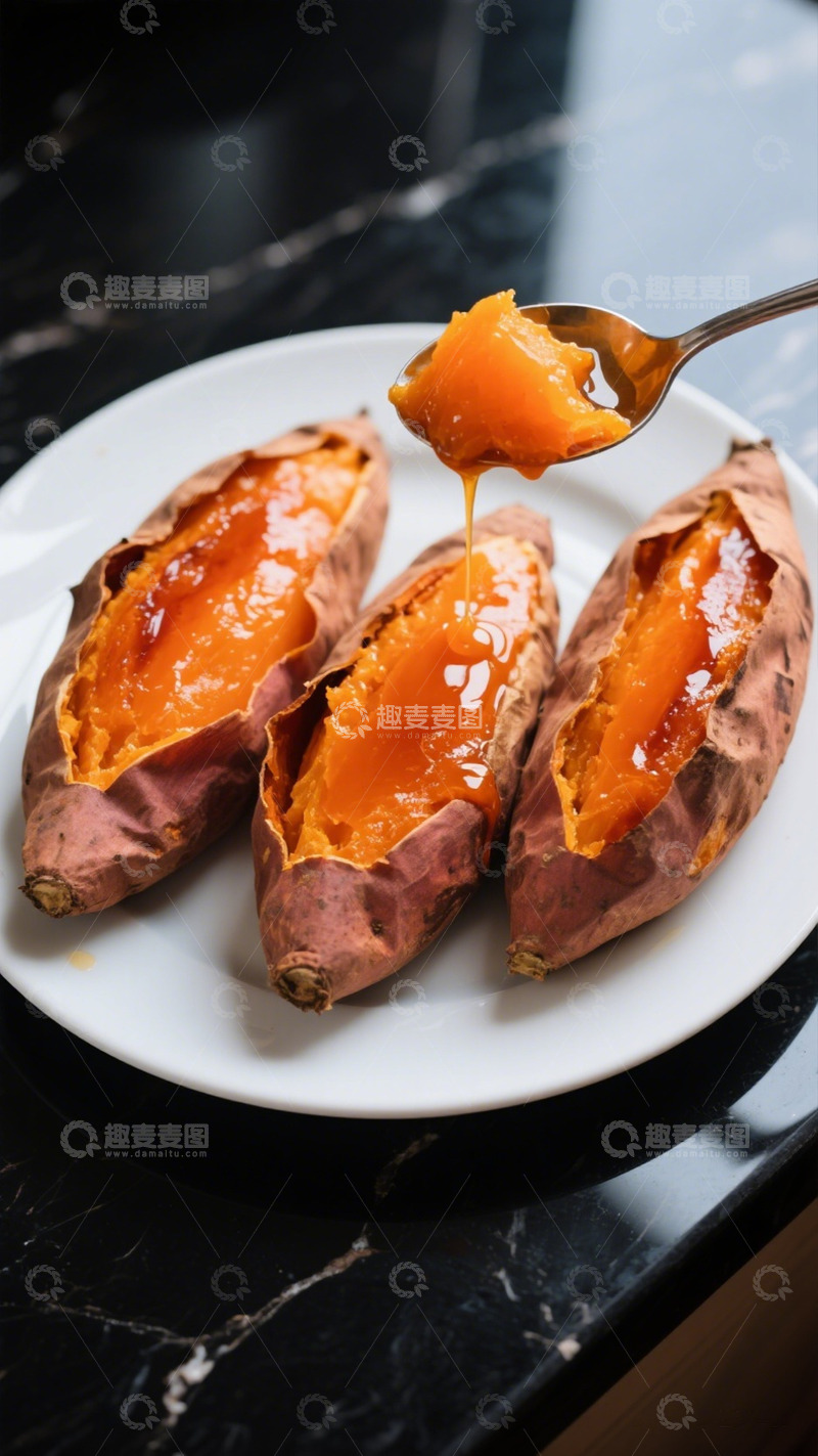高清大图下载【趣麦麦图】烤红薯盘子美食摄影