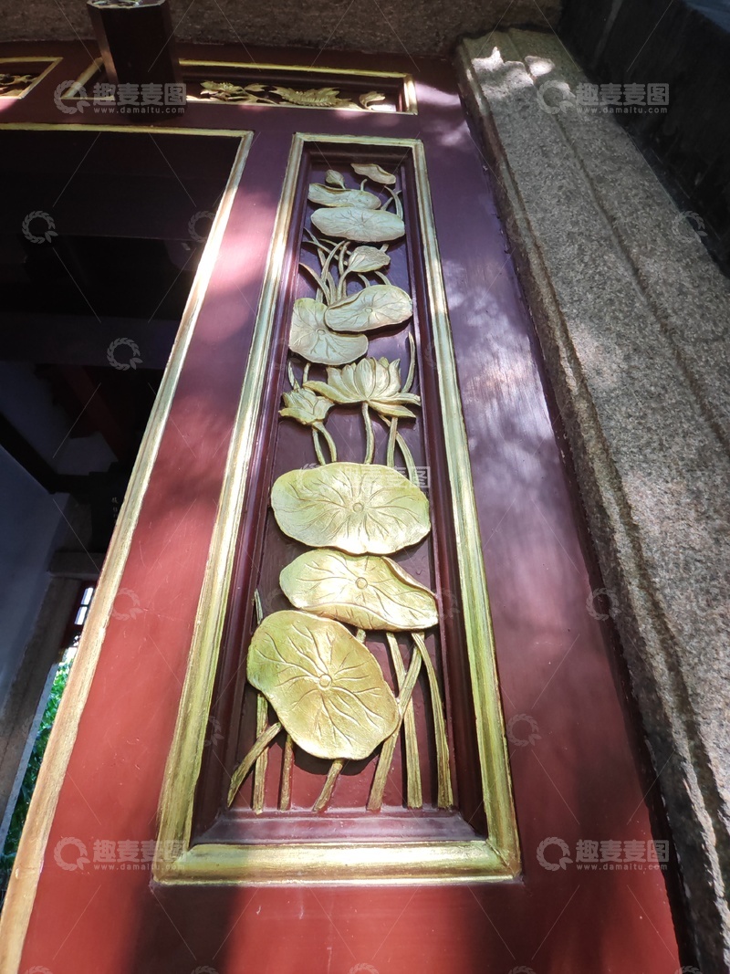 高清大图下载【趣麦麦图】传统中式莲花木雕装饰