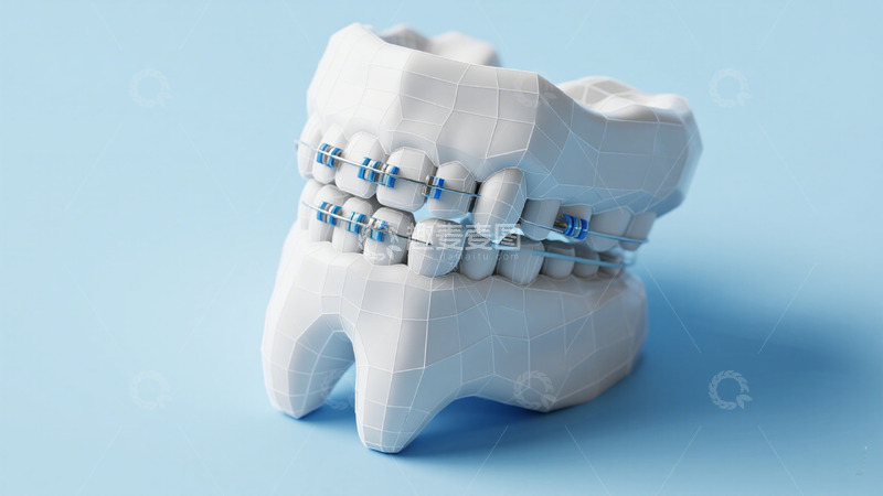 高清大图下载【趣麦麦图】牙模矫正蓝色托槽模型