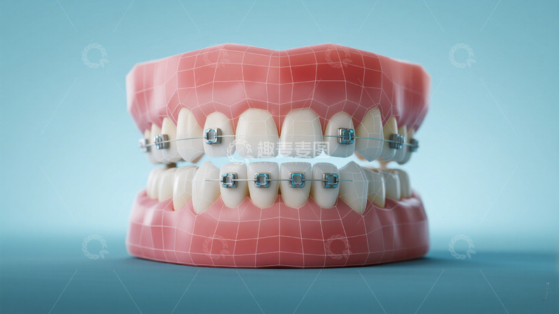 高清大图下载【趣麦麦图】牙科矫正模型三维渲染图