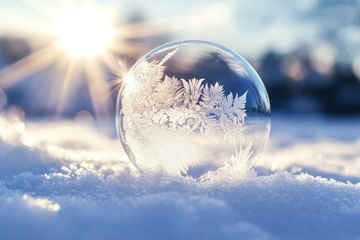 雪地上的冰晶气泡