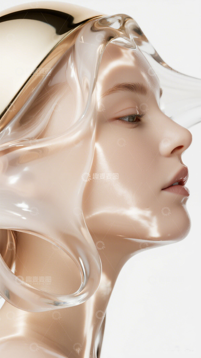 高清大图下载【趣麦麦图】艺术感液体覆盖人像摄影