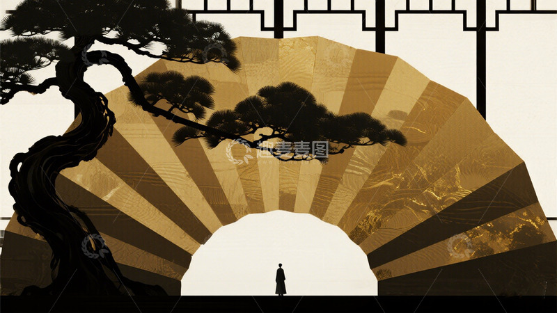 高清大图下载【趣麦麦图】古风山水画意境人物剪影