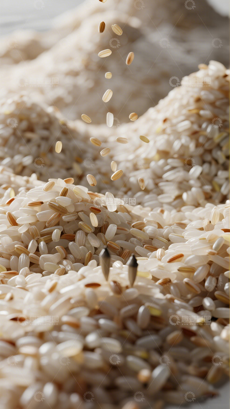 高清大图下载【趣麦麦图】米粒飞舞糙米特写