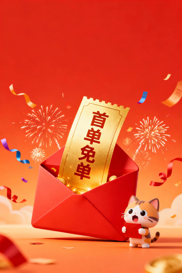 喜庆红包首单免单宣传图