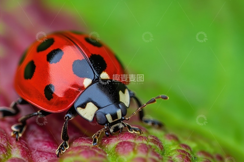 高清大图下载【趣麦麦图】树叶上的一只瓢虫