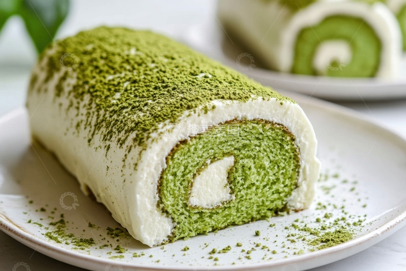 高清大图下载【趣麦麦图】抹茶蛋糕卷美食摄影