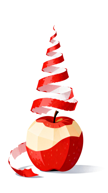削皮的苹果组成圣诞树2