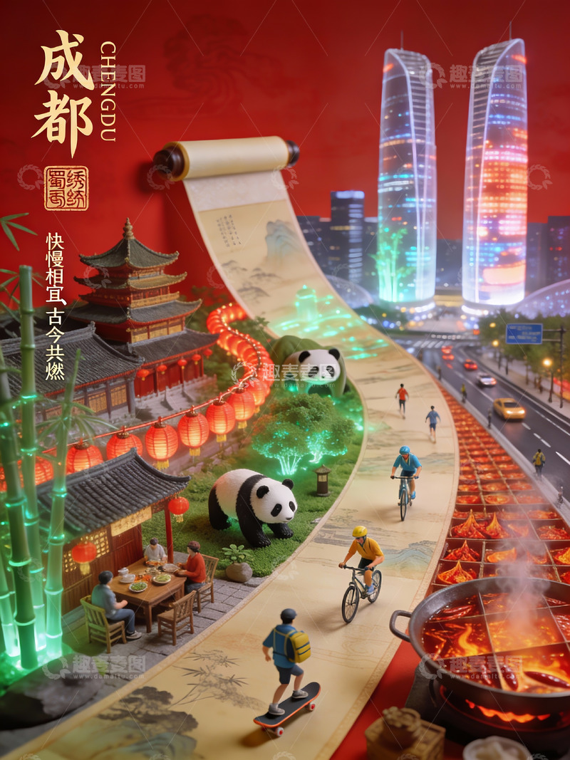 高清大图下载【趣麦麦图】-蜀韵成都：古今烟火慢与快