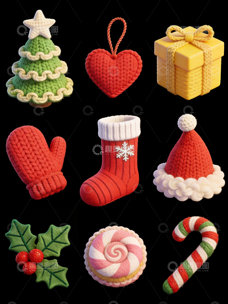 源文件下载【趣麦麦图】针织质感圣诞节元素3