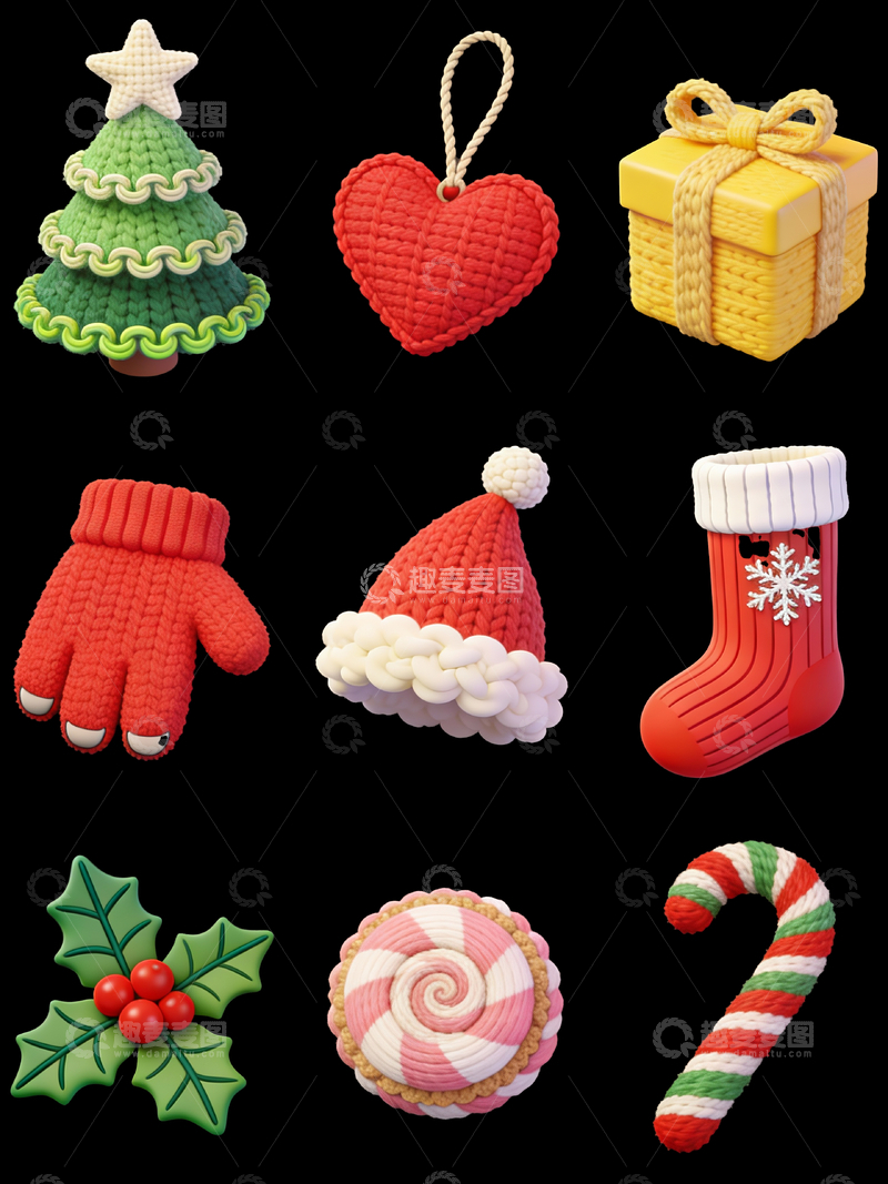 源文件下载【趣麦麦图】针织质感圣诞节元素4