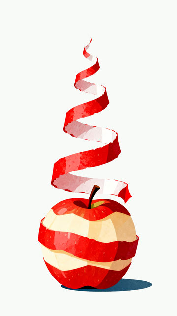 削皮的苹果组成圣诞树3