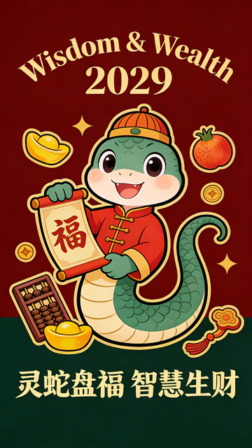 灵蛇衔福：2029 智慧生财祥瑞图