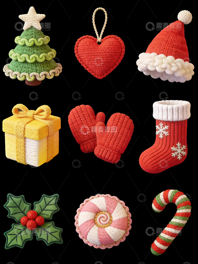源文件下载【趣麦麦图】针织质感圣诞节元素1