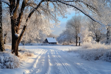 冬季白雪雪地自然美景