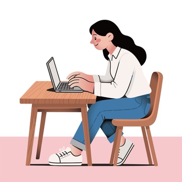 扁平风女性办公插画素材