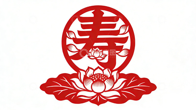 高清大图下载【趣麦麦图】中国传统剪纸寿字图案