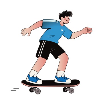 卡通滑板少年插图