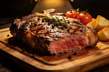 配菜相伴的炙烤牛排诱人图景