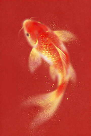 红韵流光里的金鲤悠然图景