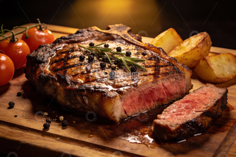 高清大图下载【趣麦麦图】肌理分明的香煎牛排馋人画面