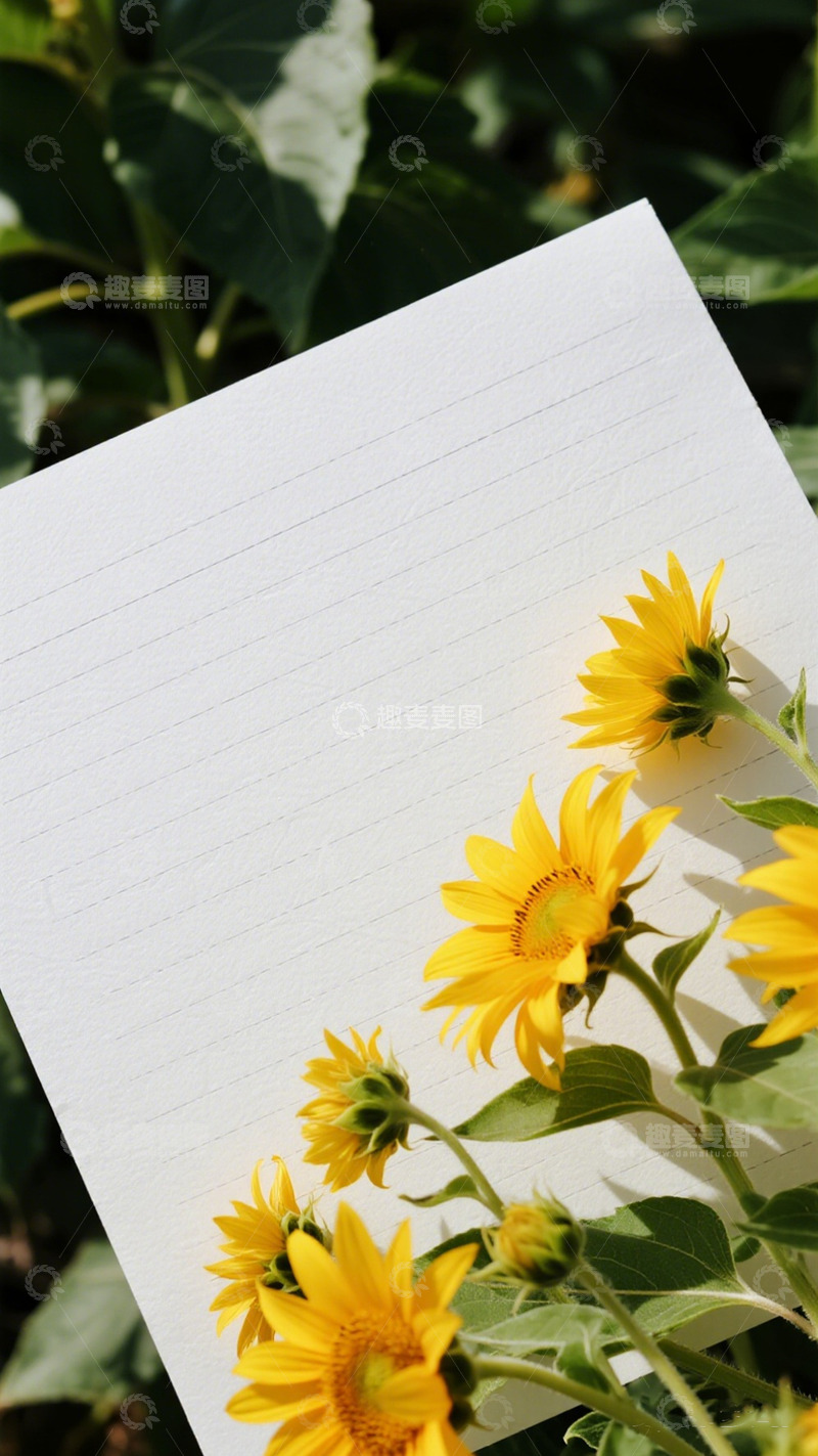 高清大图下载【趣麦麦图】田园风向日葵与纸张摄影
