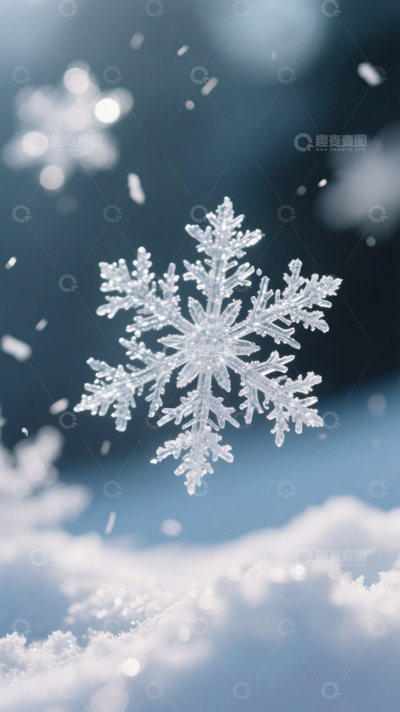 高清大图下载【趣麦麦图】雪花特写冬日美景摄影
