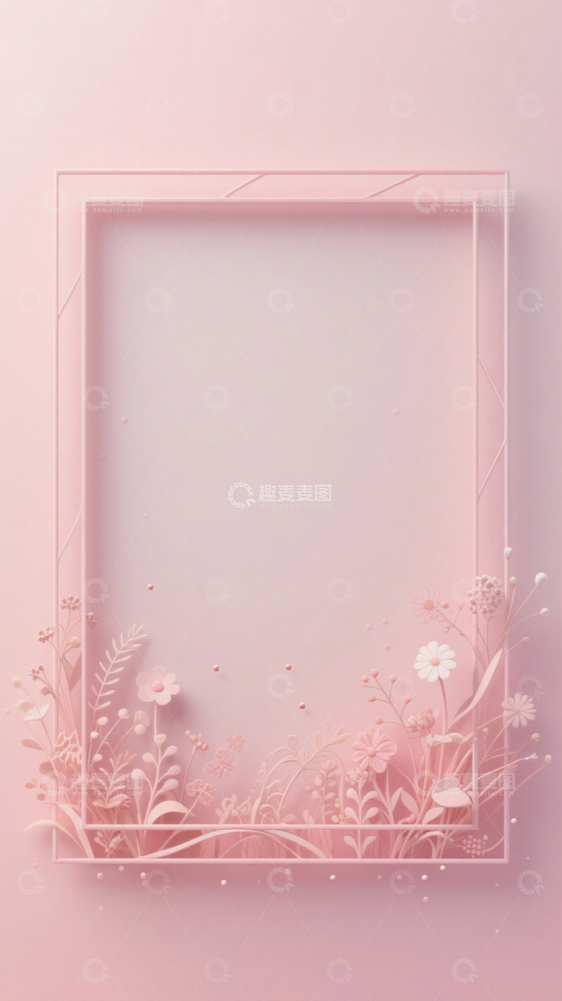 高清大图下载【趣麦麦图】粉色花卉边框设计素材