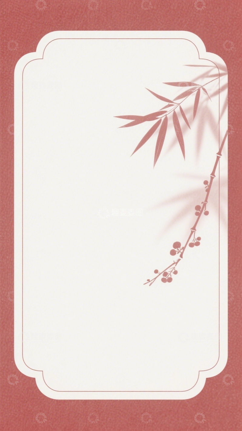 高清大图下载【趣麦麦图】淡雅竹子梅花边框设计